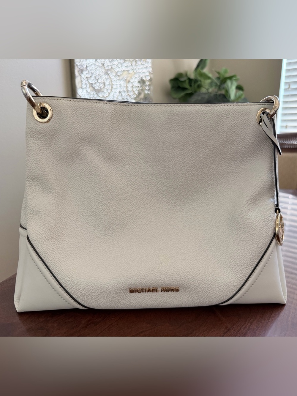 Michael Kors Cream Pebble Leather Shoulder Purse